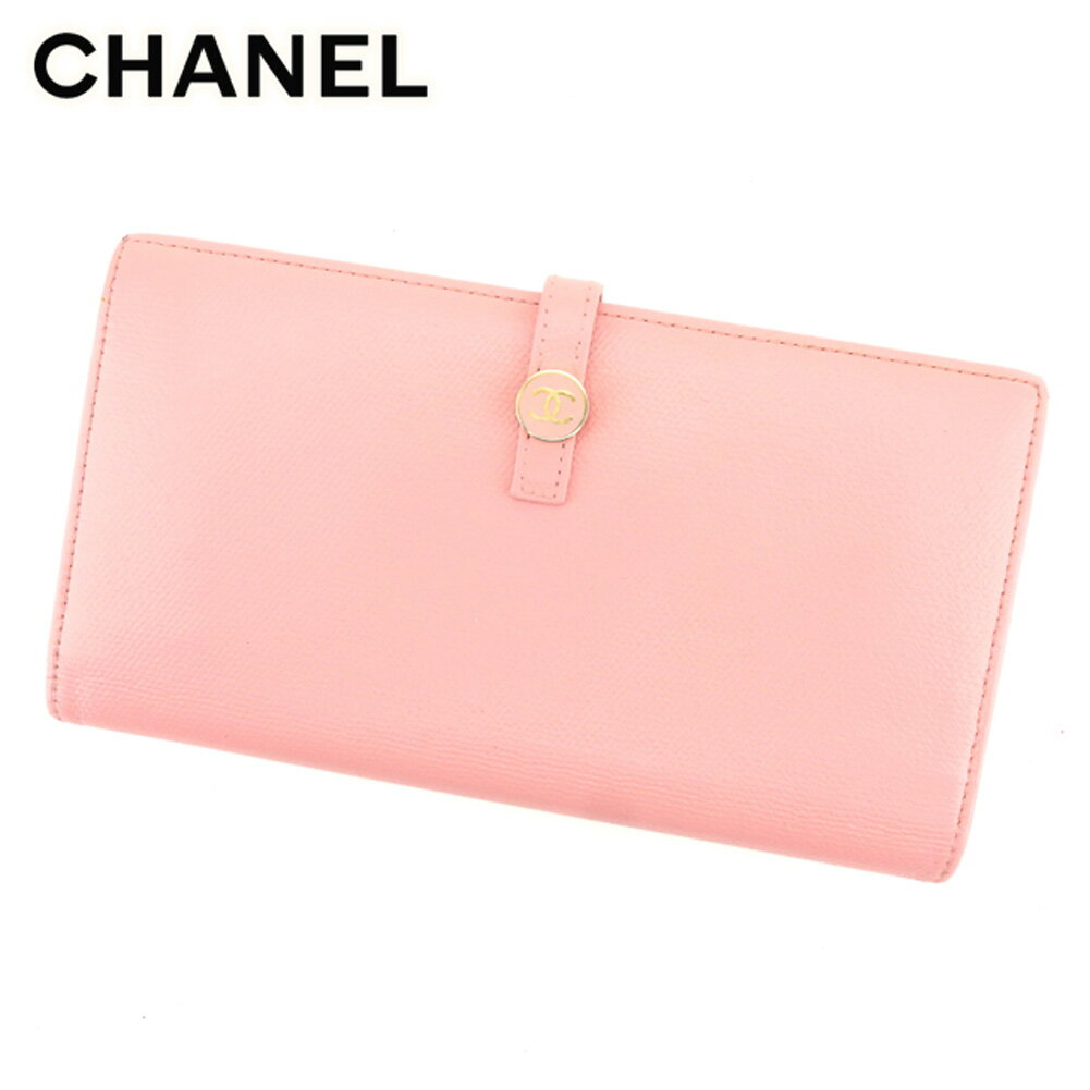 【スプリングセール30％OFF】シャネル 長財布 Wホック ココボタン ピンク レザー CHANEL 【シャネル】 T8979S 【中古】