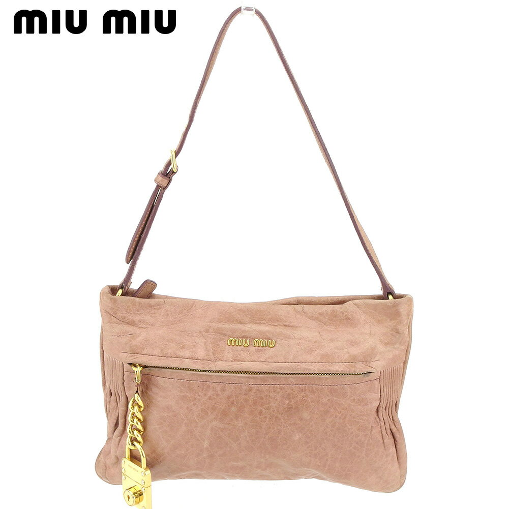 ミュウミュウ ショルダーバッグ ワンショルダー バッグ カデナチャーム ピンク ゴールド レザー miu miu  L2534S 