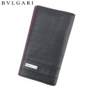 【スプリングセール】ブルガリ 長財布 ファスナー付き 財布 バックル ブラック ボルドー レザー BVLGARI 【ブルガリ】 T9090S 【中古】