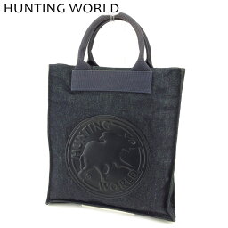 【春の大感謝祭 30％OFF】ハンティングワールド トートバッグ ハンドバッグ エレファントマーク ネイビー デニム HUNTING WORLD バック 収納 ファッション バッグ 手持ちバッグ 【ハンティングワールド】 T9063 【中古】