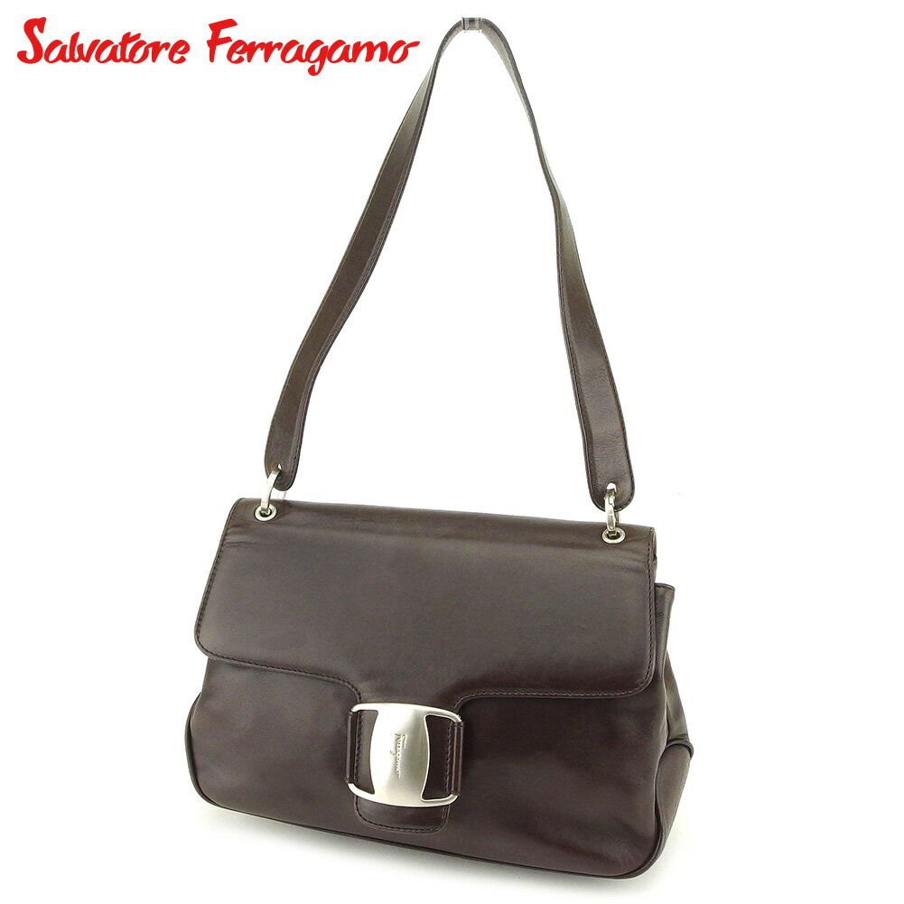 【スプリングセール30％OFF】サルヴァトーレ フェラガモ ショルダーバッグ ワンショルダー ヴァラ金具 ブラウン レザー Salvatore Ferragamo バッグ バック 肩掛け 収納 バッグ 【フェラガモ】 G1332 【中古】