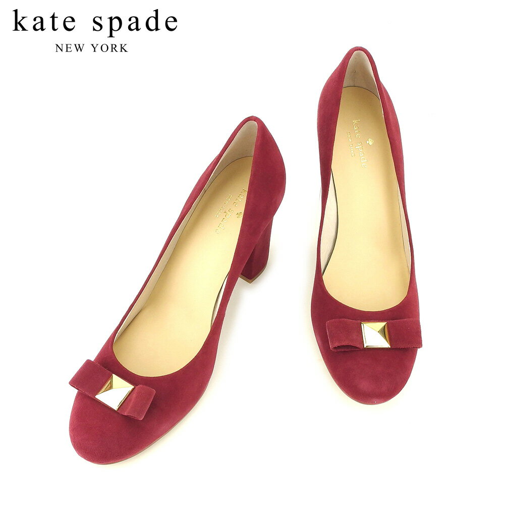 【スプリングセール30％OFF】ケイト スペード パンプス シューズ 靴 #10 リボンモチーフ ボルドー スエード kate spade 【ケイト・スペード】 T9244S 【中古】