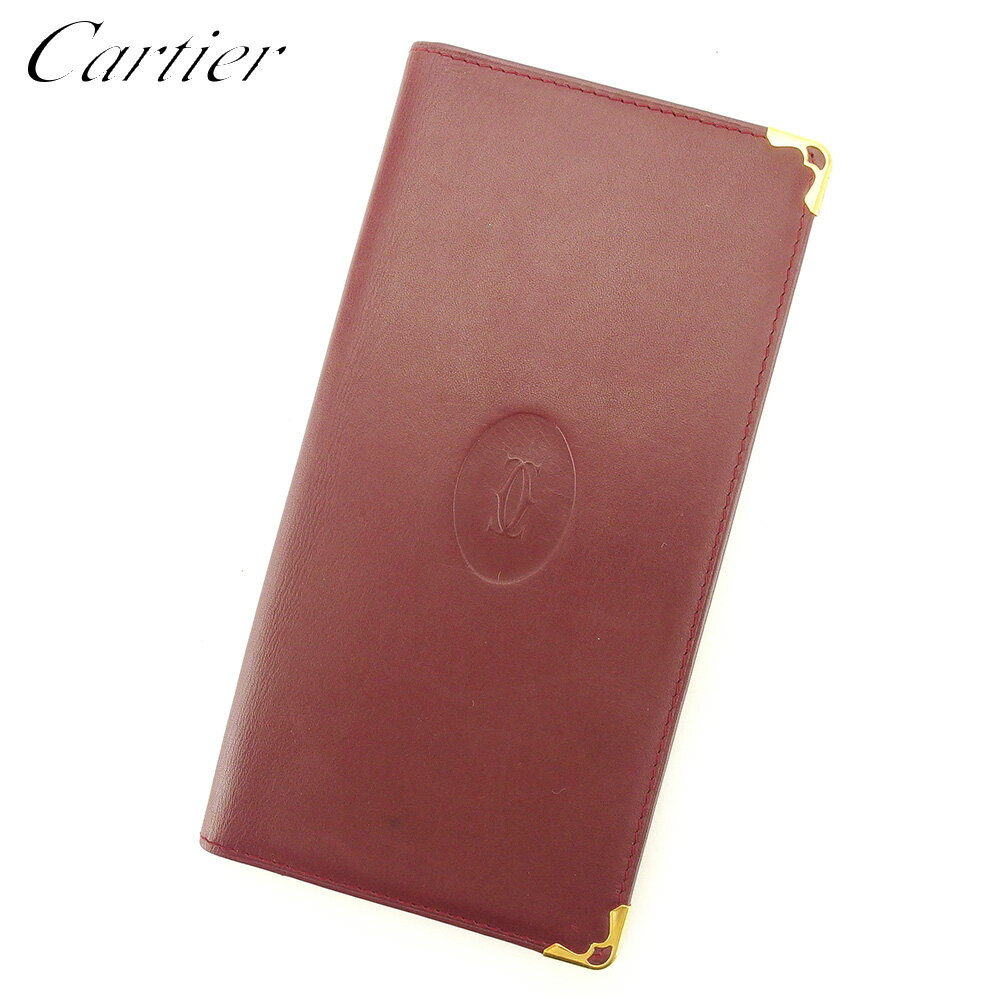 【スプリングセール】カルティエ 長札入れ 長財布 マストライン ボルドー レザー Cartier 【カルティエ】 L2730S 【中古】