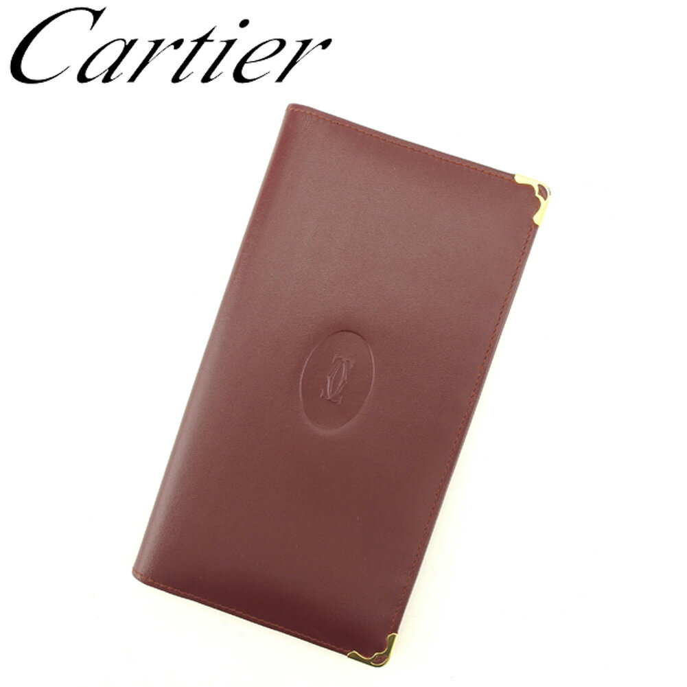 【スプリングセール30％OFF】カルティエ 長札入れ 札入れ マストライン ボルドー ゴールド レザーCartier レディース プレゼント 贈り物 オシャレ 大人 ファッション 【カルティエ】 T9152 【中古】