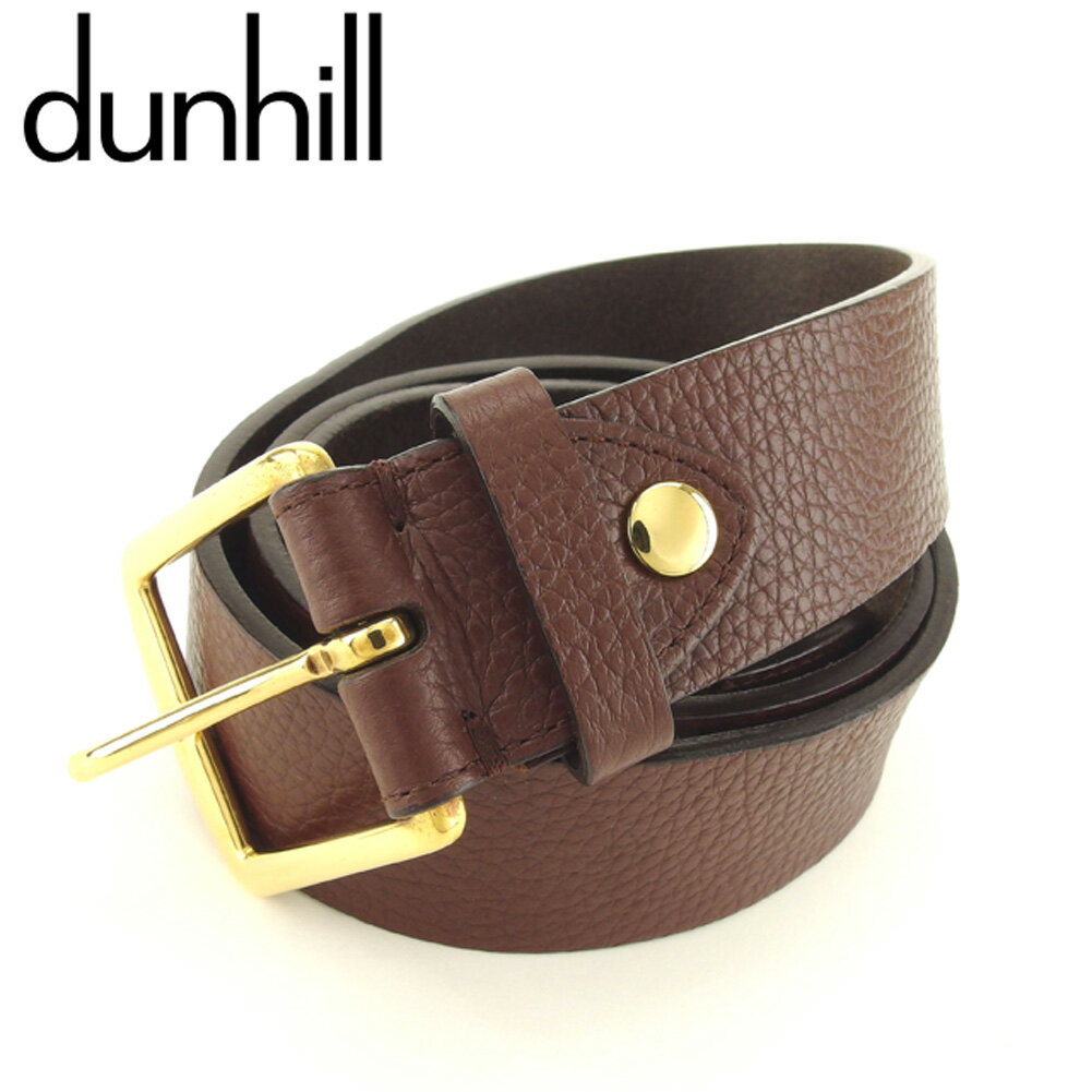 【スプリングセール30％OFF】ダンヒル ベルト プレーンベルト シングルピン ブラウン ゴールド レザー×ゴールド金具 dunhill 【ダンヒル】 T9386S 【中古】