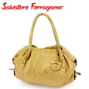 【スプリングセール】サルヴァトーレ フェラガモ トートバッグ トート ショルダーバッグ ガンチーニ ゴールド レザー Salvatore Ferragamo バ...
