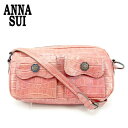 【スプリングセール】アナスイ ショルダーバッグ 斜めがけショルダー クロコダイル型押し ピンク レザー ANNA SUI 【アナスイ】 G1399S 【中古】
