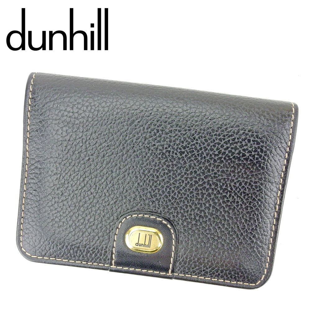 【スプリングセール30％OFF】ダンヒル カードケース カード 名刺入れ ロゴプレート ブラック ゴールド レザーdunhill レディース プレゼント 贈り物 オシャレ 大人 ファッション 【ダンヒル】 P887 【中古】