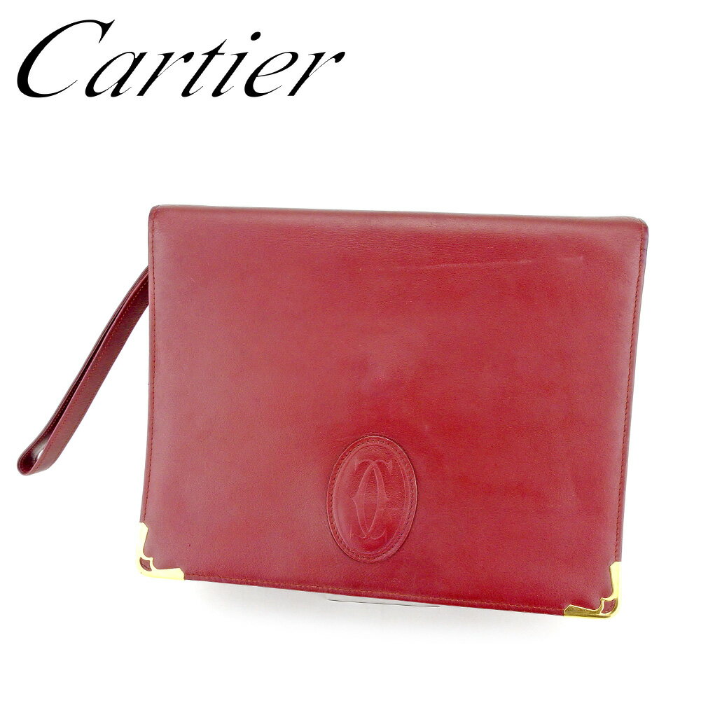 【スプリングセール30％OFF】カルティエ クラッチバッグ セカンドバッグ マストライン ボルドー ゴールド レザー Cartier セカンドバッグ バック ファッション 収納 バッグ 【カルティエ】 P890 【中古】