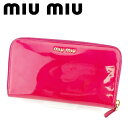 【春の大感謝祭 30％OFF】ミュウミュウ 長財布 ラウンドファスナー リボンモチーフ ピンク エナメルレザー miu miu 長サイフ サイフ 収納 財布 ユニセックス 小物 【ミュウミュウ】 T8888 【中古】