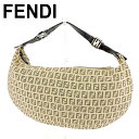 【スプリングセール30％OFF】フェンディ ハンドバッグ バッグ ズッキーノ ベージュ ブラック キャンバス×レザー FENDI 【フェンディ】 T9358S 【中古】