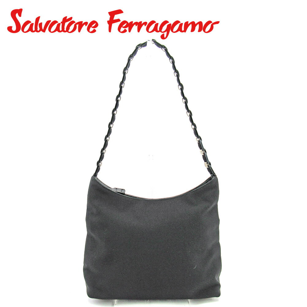 【スプリングセール30％OFF】サルヴァトーレ フェラガモ ショルダーバッグ ワンショルダー ヴァラ ブラック ナイロン Salvatore Ferragamo バッグ バック 肩掛け 収納 バッグ 【フェラガモ】 T9818 【中古】