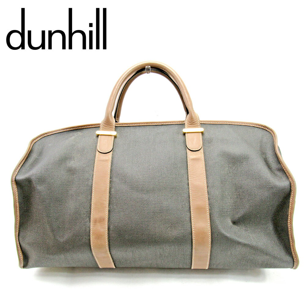 【スプリングセール30％OFF】ダンヒル ボストンバッグ 旅行用バッグ ヘリンボーン ブラック ブラウン PVC×レザー dunhill バック 収納 旅行 バッグ 【ダンヒル】 T9823 【中古】