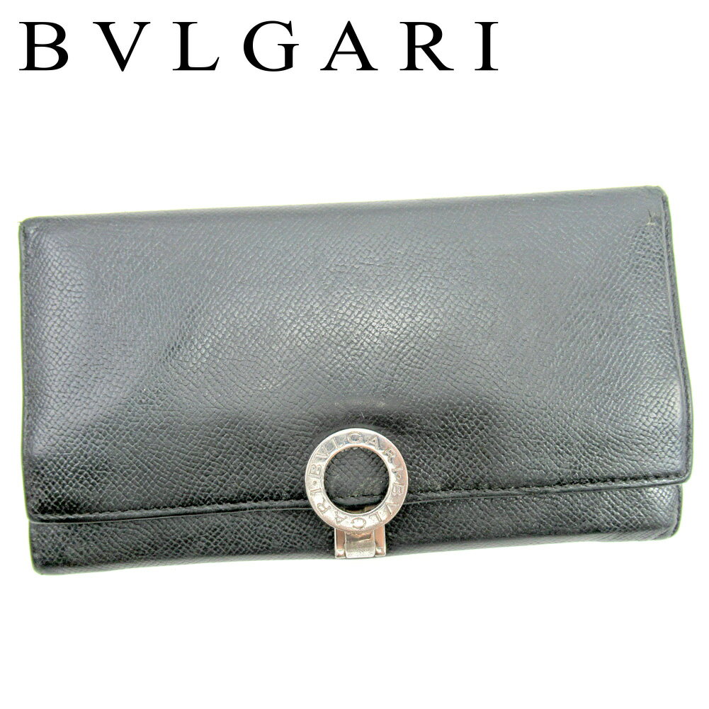 【スプリングセール30％OFF】ブルガリ 長財布 ファスナー付き 長財布 ブルガリブルガリ ブラック レザー BVLGARI 長サイフ サイフ 収納 財布 ユニセックス 小物 【ブルガリ】 T9857 【中古】