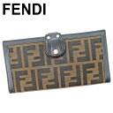 【春の大感謝祭 30％OFF】フェンディ 長財布 Wホック ズッカ ブラック ベージュ キャンバス×レザー FENDI 長サイフ サイフ 収納 財布 ユニセックス 小物 【フェンディ】 T9859 【中古】