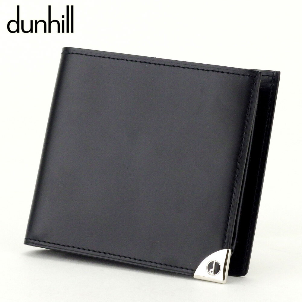 【スプリングセール30％OFF】ダンヒル 二つ折り 財布 ロンドンスタイル ブラック シルバー レザー dunhill 二つ折りサイフ 財布 サイフ 収納 財布 ユニセックス 小物 【ダンヒル】 T9303 【中古】