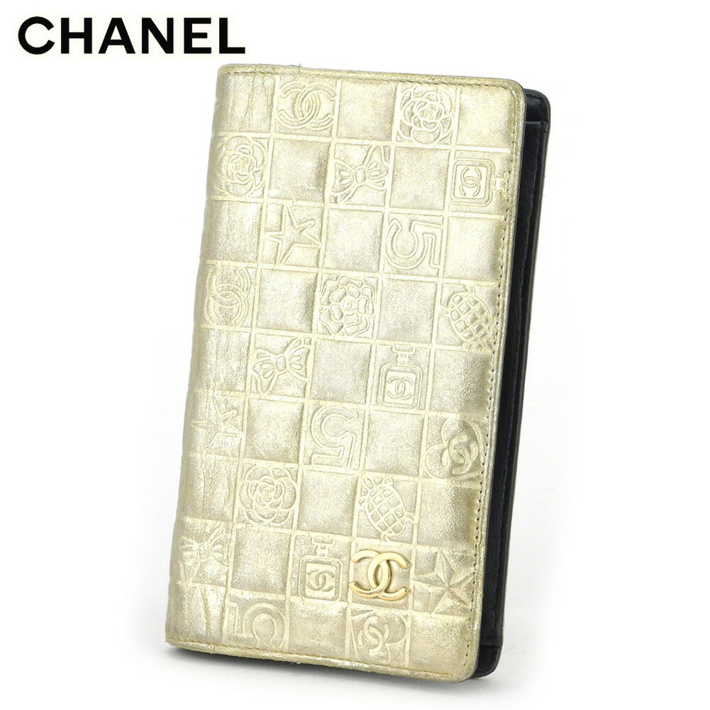 【スプリングセール30％OFF】シャネル 二つ折り 財布 長財布 アイコンライン ゴールド レザー CHANEL 【シャネル】 T11426S 【中古】