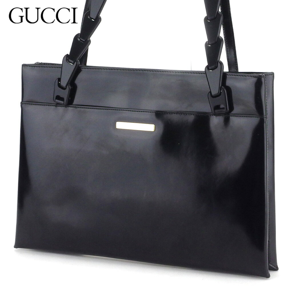 【スプリングセール30％OFF】グッチ ショルダーバッグ トートバッグ ゴールド金具 ブラック レザー GUCCI 【グッチ】 T14831S 【中古】