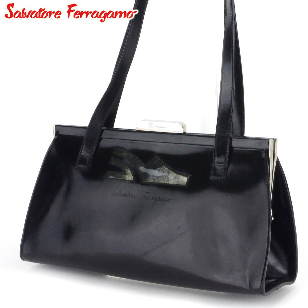 【スプリングセール30％OFF】サルヴァトーレ フェラガモ ショルダーバッグ ブラック レザー Salvatore Ferragamo 【フェラガモ】 T16422 【中古】