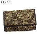 【スプリングセール30％OFF】グッチ キーケース レディース メンズ GGキャンバス ベージュ ブラウン キャンバス×レザー GUCCI A1873 【中古】