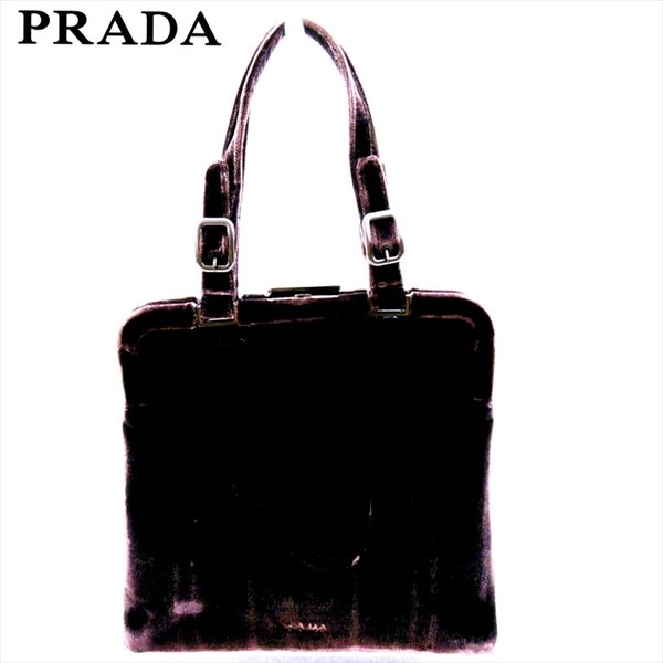 【スプリングセール30％OFF】プラダ ハンドバッグ がま口 バッグ パープル ベロア PRADA バック 手持ちバッグ ファッション バッグ 収納 【プラダ】 C3598 【中古】