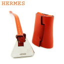 【冬SALE30%OFFクーポン】エルメス ミニクロシェット バッグ チャーム レディース メンズ オレンジ レザー×シルバー素材 HERMES 【エルメス】 I601S 【中古】