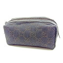 【スプリングセール】グッチ 化粧ポーチ ポーチ GGキャンバス ブラック×ブラウン キャンバス×レザー GUCCI 【グッチ】 T3825S 【中古】