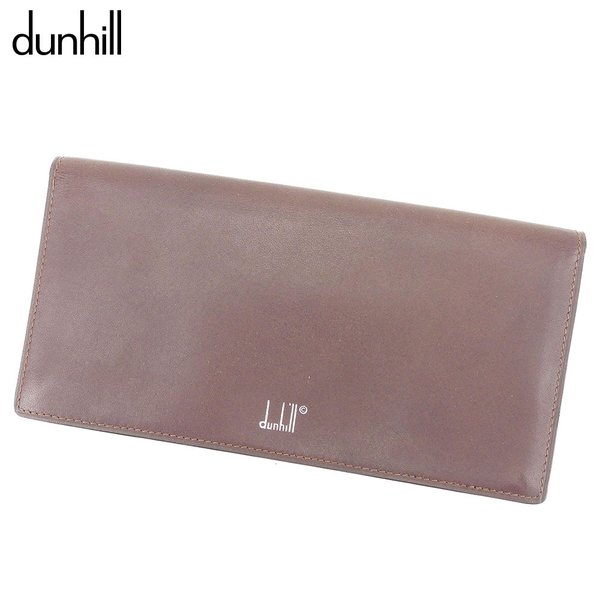 【スプリングセール30％OFF】ダンヒル 長札入れ 札入れ ロゴ ブラウン シルバー レザー dunhill 【ダンヒル】 T8667S 【中古】