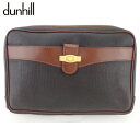 【スプリングセール】ダンヒル クラッチバッグ セカンドバッグ メンズ ヘリンボーン ブラック ブラウン ゴールド PVC×レザー dunhill 【ダンヒル】 T17307S 【中古】(4)