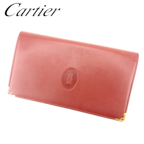 【スプリングセール30％OFF】カルティエ がま口 財布 長財布 マストライン ボルドー レザー Cartier 【カルティエ】 Q501S 【中古】