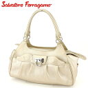 【スプリングセール30％OFF】サルヴァトーレ フェラガモ ハンドバッグ ワンショルダー ガンチーニ ゴールド レザー Salvatore Ferragamo バック 手持ちバッグ ファッション バッグ 収納 【フェラガモ】 Q503 【中古】