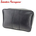 【冬SALE30%OFFクーポン】サルヴァトーレ フェラガモ クラッチバッグ ポーチ ブラック レザー Salvatore Ferragamo 【フェラガモ】 Q511S 【中古】