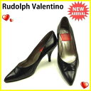 【春の大感謝祭 30％OFF】ルドルフ ヴァレンティノ パンプス #35 1 2 ブラック レザーrudolph valentino レディース プレゼント 贈り物 オシャレ 大人 ファッション 【ルドルフ ヴァレンティノ】 T15564 【中古】