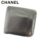 【春の大感謝祭 30％OFF】シャネル 二つ折り 財布 ココボタン ブラック レザー CHANEL 二つ折りサイフ 財布 サイフ 収納 財布 ユニセックス 小物 【シャネル】 T8765 【中古】