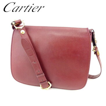 【6100円オフクーポン】 【中古】 カルティエ ショルダーバッグ 斜め掛けショルダー マストライン ボルドー レザー Cartier バッグ バック 肩掛け 収納 バッグ 【カルティエ】 T8769 ★