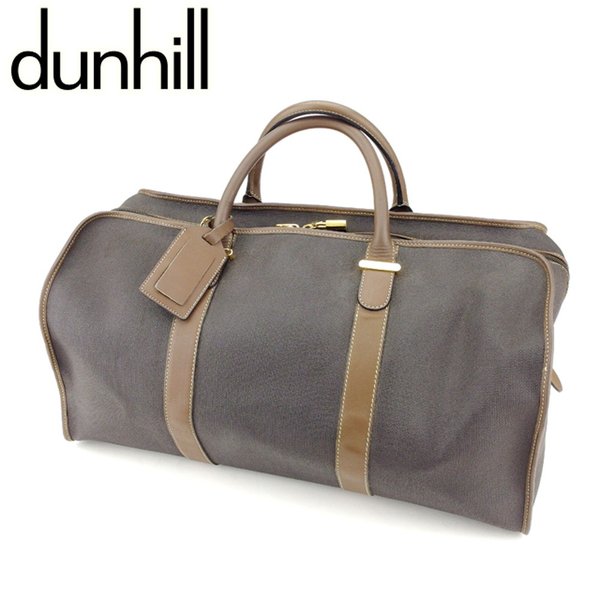 【ウィンターSALE 30%OFF】ダンヒル ボストンバッグ 旅行用バッグ ヘリンボーン ブラック ブラウン レザー dunhill バック 収納 旅行 バッグ 【ダンヒル】 T8774 【中古】