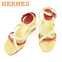 【スプリングセール】エルメス サンダル シューズ 靴 #36 ベージュ レッド HERMES レディース プレゼント 贈り物 オシャレ 大人 ファッション 【エ...