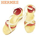 【春の大感謝祭 30％OFF】エルメス サンダル シューズ 靴 #36 ベージュ レッド HERMES レディース プレゼント 贈り物 オシャレ 大人 ファッション 【エルメス】 T8775 【中古】