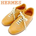 【春の大感謝祭 30％OFF】エルメス スニーカー シューズ 靴 #37 ライトブラウン キャンバス×レザー HERMES 【エルメス】 T9572S 【中古】