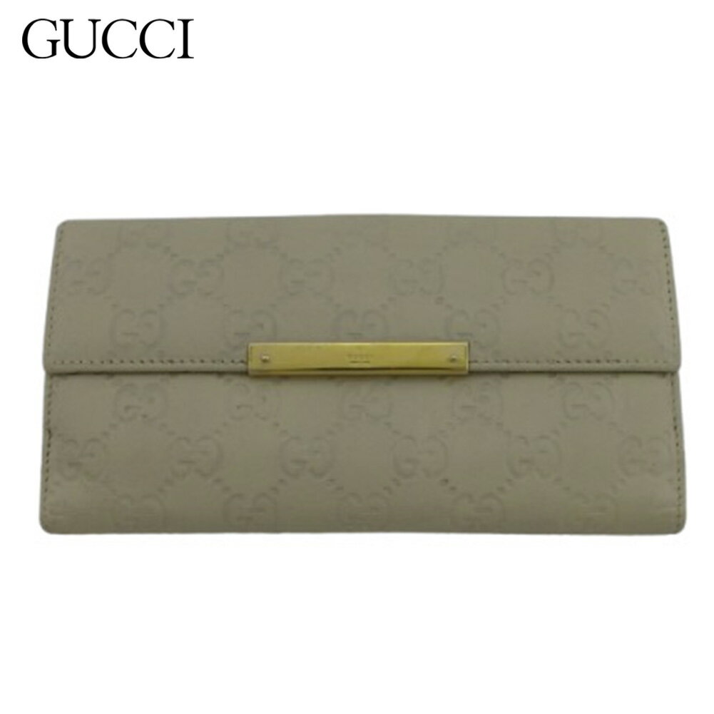 【スプリングセール】【中古】 グッチ 長財布 メンズ可 ゴールド金具 グッチシマ ベージュ GUCCI X11096