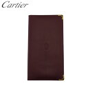 【スプリングセール】【中古】 カルティエ カードケース メンズ可 マストライン ボルドー×ゴールド Cartier X582
