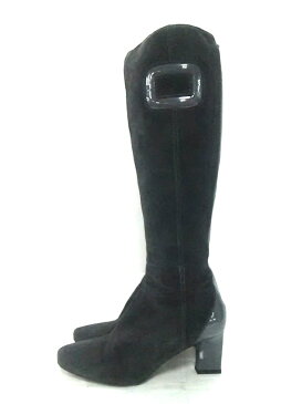 【新着】NINE WEST(ナインウエスト) ロングブーツ レディース ダークグレー×グレー スエード×エナメル(レザー)【20210316】【中古】