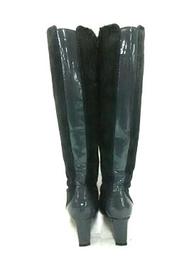 【新着】NINE WEST(ナインウエスト) ロングブーツ レディース ダークグレー×グレー スエード×エナメル(レザー)【20210316】【中古】