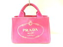 PRADA(プラダ) トートバッグ CANAPA ピンク キャンバス【20191021】【中古】【dfn】