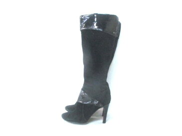 NINE WEST(ナインウエスト) ロングブーツ 6 1/2 レディース 黒 スエード×エナメル(合皮)【20200426】【中古】【dfn】