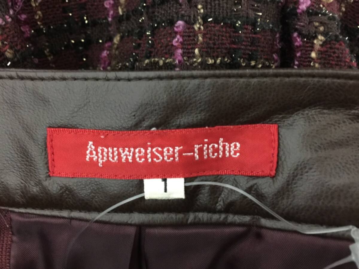 Apuweiser-riche(アプワイザーリッシェ) スカート サイズ1 S レディース ボルドー×ピンク×マルチ ツイード/チェック柄【20191124】【中古】【dfn】