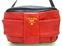 PRADA(プラダ) ショルダーバッグ - BP0166 黒×レッド リボン/ストラップ取り外し可 レザー【20200123】【中古】【dfn】