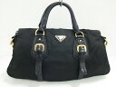 PRADA(プラダ) ハンドバッグ - 黒 革タグ ナイロン×レザー【20200123】【中古】【dfn】