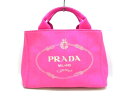 PRADA(プラダ) トートバッグ新品同様■ CANAPA B2439G ピンク×アイボリー キャンバス【20200114】【中古】【dfs】