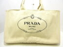 PRADA(プラダ) トートバッグ CANAPA B1872B アイボリー キャンバス【20191217】【中古】【dfs】